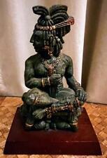 Vintage MCM Crushed Stone Aztec Mayan God Statue Malachite Resin Mexico picture