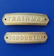 Vintage NOS Metal Trainman & Conductor Hat Badge Jersey MD Cent Train Railroad picture