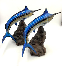 Matching Pair of Blue Marlin Figurines On Faux Driftwood - Beautiful picture