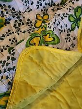 Butterfly 🦋 Boho Green/Yellow Vtg Quilted Queen Bedspread/Curtains(2 Panels)  picture