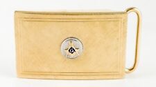 RARE Vintage Krementz Monel Freemason Masonic Belt Buckle 10kt Gold Pin Emblem picture