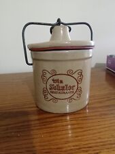 Vintage Win Schuler's BAR-SCHEEZE Cheese Crock Wire Clamp Stoneware 80's 70's picture