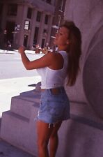 35 MM Color Slides Duplicate People Woman Shorts Long Hair Model Outdoors 1995 picture
