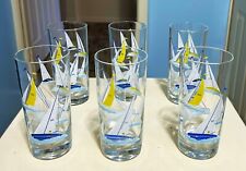 RARE LOT OF ( 6 ) VINTAGE CULVER SAILING / SAILBOAT DRINKING GLASSES...MUST SEE picture