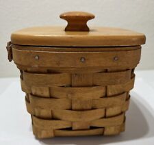 Longaberger Small Basket with Lid & Plastic Liner 4.25” Tall 5” Diameter picture