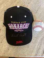 Negro League Kansas City Monarchs  Bob Scott autographed hat and Baseball picture
