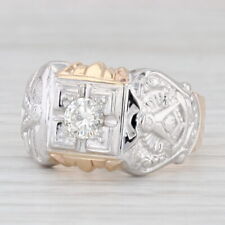 0.57ct Diamond Past Master Ring 14k Gold Size 11.5 Masonic Signet Square Compass picture