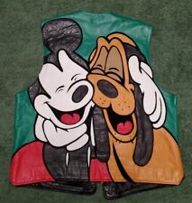 RARE #71 of 100 Vintage 90s Disney Mickey & Pluto Genuine Leather Vest Sz Large picture