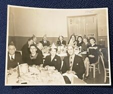 Christmas Party Paper Hats Rose Room B&W 3x4 Vintage 1945 Photograph picture
