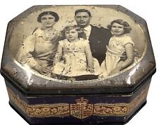 Vintage Biscuit Tin King George VI & Young Queen Elizabeth & Family 1930's 5.5” picture