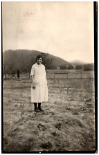 Postcard Vintage RPPC Woman Standing in a Field Farm picture