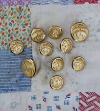 vintage waterbury buttons | Ornate Gold Vintage Animal Button Lot picture