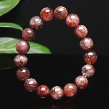 12.5mm Natural Red Copper Rutilated Quartz Stretch Crystal Beads Bracelet 1364 picture