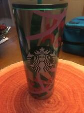 Starbucks Tropical Plants Leaves Cold Cup 24oz Plastic Metallic Colorful picture