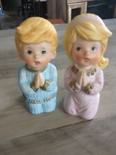 Vintage Homeco Praying Boy And Girl Figurines picture