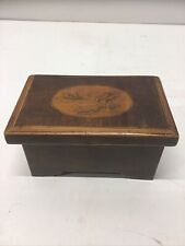 Small Antique 1800’s American Inlay Cherrywood Hinged Box 5” x 3” x 2.75” Cute picture