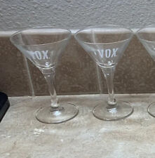 Vox Vodka Martini Cocktail Glasses Etched Pair 2 Barware Man cave 5” NOS picture
