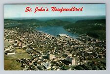 St John-Newfoundland, Aerial Of Town Area, Antique, Vintage Souvenir Postcard picture