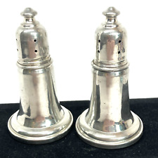 Vintage Empire PEWTER Weighted GLASS Lined SALT and PEPPER Shaker Set #744 picture
