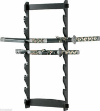 8 Tier Wall Mount Display Stand Rack for Sword Katana WOODEN picture