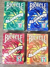 Bicycle 7-Eleven Slurpee orange green Blue Red Collectors playing cards Lot (4) picture