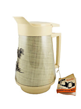 Vintage Mid Century Thermo-Serv Hot/Cold Insulated Pitcher 64 oz  Burlap Tiki picture