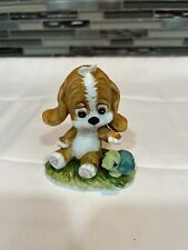 1970s Hand Painted Lefton China Puppy Dog & Turtle Friends Porcelain Figurine  picture
