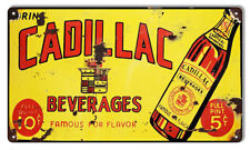 Cadillac Beverages Vintage Metal Sign 8x14 picture