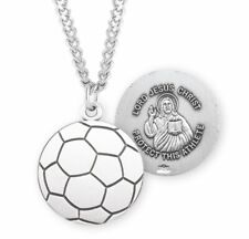 Soccer Sterling Silver Medal Necklace with Jesus Christ picture