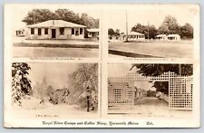 Yarmouth Maine~Royal River Camps~Coffee Shop~Lattice Gate~Winter Drive~1930 RPPC picture