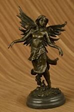 Nymph Fairy Angel Fantasy Bookend Classic Elegant Bronze Marble Sculpture Decor picture
