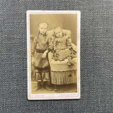 CDV Photo Antique Portrait Two Young Girls in Fashion Dresses Germany picture