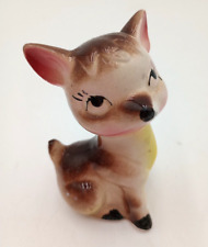 Vintage Mid Century Deer Figurine Ceramic Fawn Big Eyes Japan picture