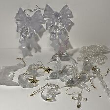 Clear And Gold Plastic Christmas Ornaments Moons,Hummingbirds,Angel- Beautiful picture