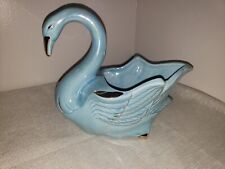 Vintage Baby Blue Swan With Gold Accents Garden Herb Planter picture