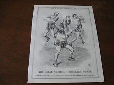 1895 Original POLITICAL CARTOON - CIRCUS STRONGMAN Act STRONG TROUPE Acrobat picture