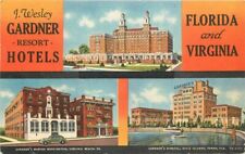 Gardner Resorts Hotel Florida Virginia linen Teich 1930s Postcard 6787 picture