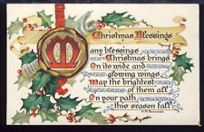 VTG Postcard 1909 Antique Embossed, Christmas Blessings, Raphael Tuck & Sons picture