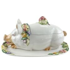 Vintage Vietri Majolica Roast Pig Soup Tureen Platter & Ladle Made in Italy picture