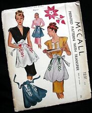 McCall APRON PATTERN 1940s Scalloped Cocktail Fancy w/ Transfers UNCUT ©1945  picture