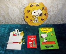 FOUR 1960's Snoopy and Woodstock Mini-Note Books, Construction Paper, Clip Board picture