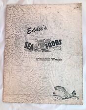Eddie's Sea Foods Vintage Florida Menu Millionaire Special Sissies Don't Order picture