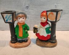 Vintage Set of 2 Handpainted Ceramic Christmas Carolers Boy & Girl Figurines picture