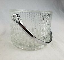 Vintage Clear Glass Ice Bucket Raindrop Pattern Exclusively For Teleflora France picture