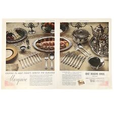 1933 Marquise by 1847 Rogers Vtg 2-Page Print Ad, Flatware, Platter, Tea Service picture