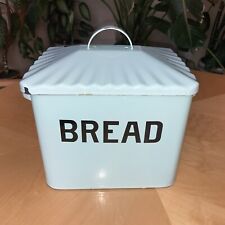 Enamelware BREAD BOX Vent Holes in Lid Pale Turquoise Light Blue 13”x12”x9” Nice picture