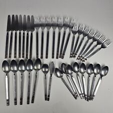 Stanley Roberts Arosa Flatware 36pc Lot Stainless Brown Accents MCM Vintage picture