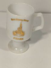 Vintage Walt Disney World White Milk Glass Footed Coffee Cup Mug Art 