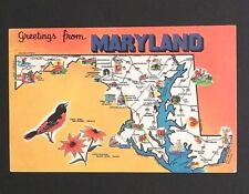 Maryland State Map Large Letter Greetings Dexter Press c1960s UNP Postcard (b) picture