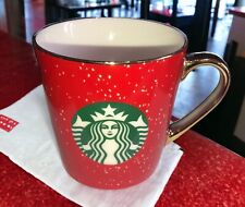 Starbucks  Mug 18 oz. in Vibrant Red with Gold Rim and Green Logo picture